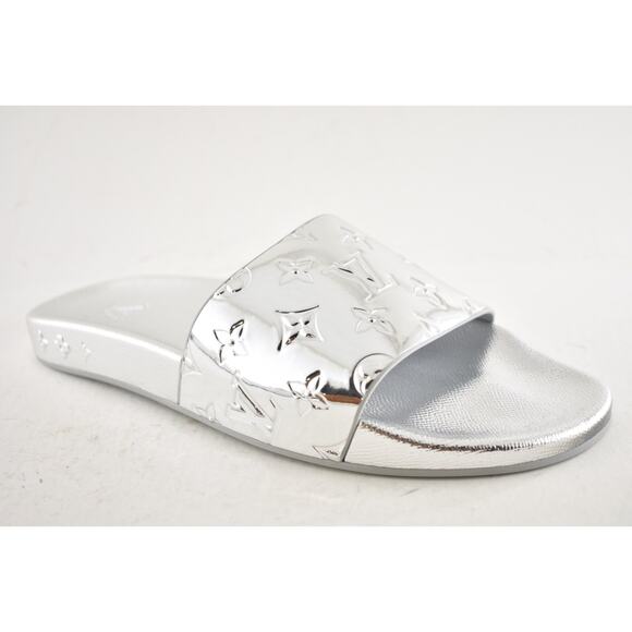 Louis Vuitton Waterfront Mule Chrome Mirror Silver LV Slide Sandal UK 9 US 10 11 - Picture 5 of 14